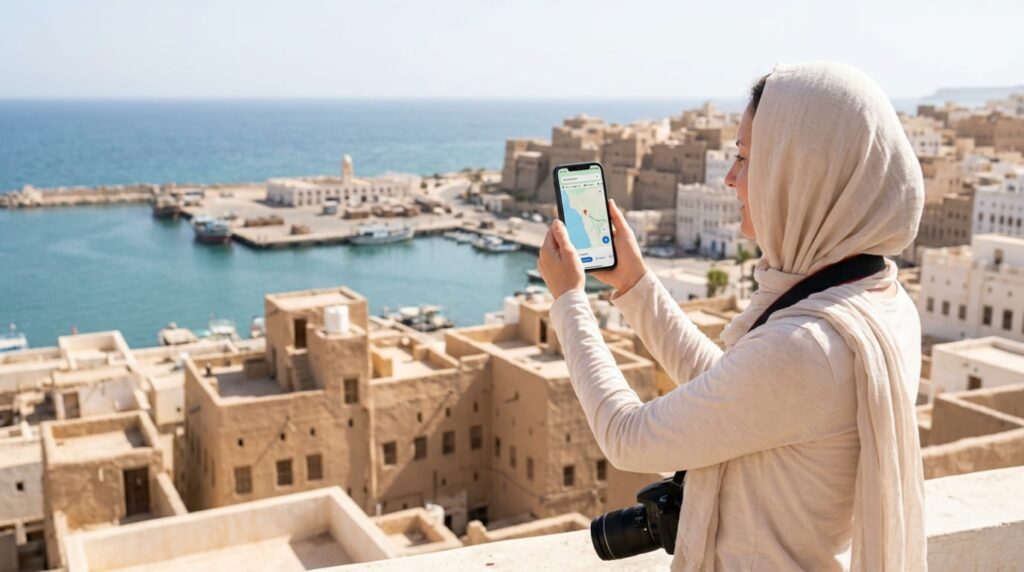 Phone showing a strong 4G signal in Mukalla city